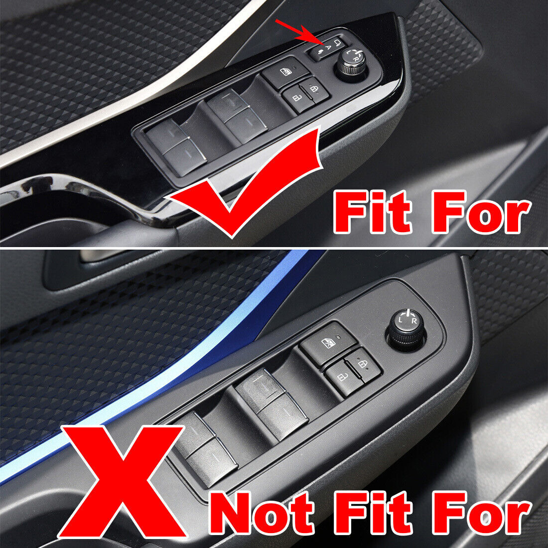 4P Carbon Fiber Inner Door Window Lift Panel Cover for Toyota C-HR CHR 2018-2022