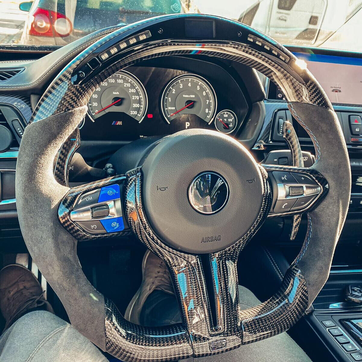 for BMW X5 X6 M3 M4 M5 M6 F87 F82 Alcantara LED Carbon Fiber Steering Wheel 14+