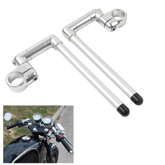 39MM Cafe Racer Bars 7/8 Universal Clip-On Handlebar Fork Tube Silver