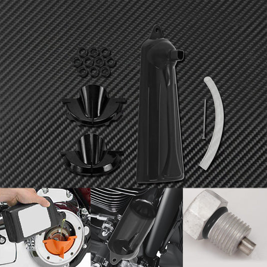 1 Set Primary Case Oil Fill Funnel + Drip-Free Oil Filter Funnel Tool Kit Black