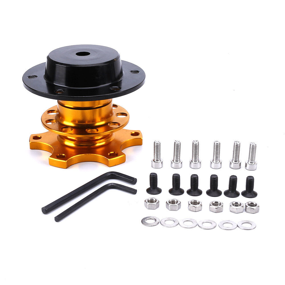 Gold Universal Steering Wheel Quick Release Hub Adapter 6 Hole Snap Off Boss Kit