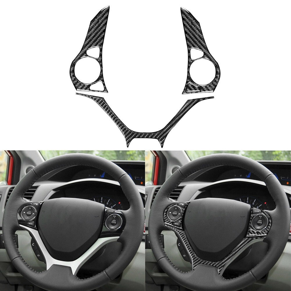 for Civic 9 Coupe/Sedan 12-15 Real Carbon Fiber Steering Wheel Set Trim