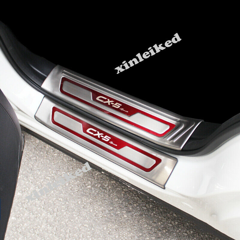 for Mazda CX-5 2017-2021 Silver titanium Door Sill Scuff Plate Guards Protector