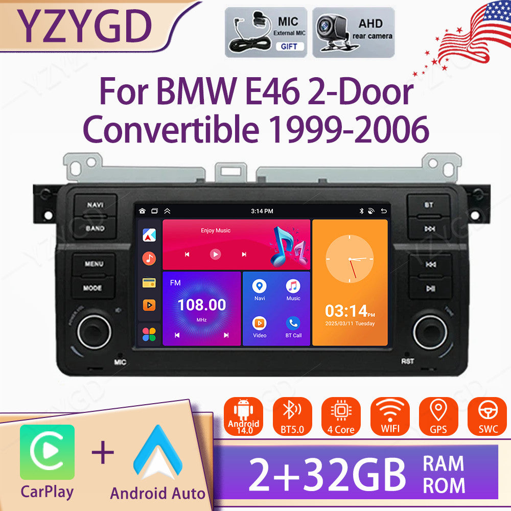 Touch Screen Car Radio WiFi for BMW E46 2-Door Convertible 1999-2006 CarPlay GPS