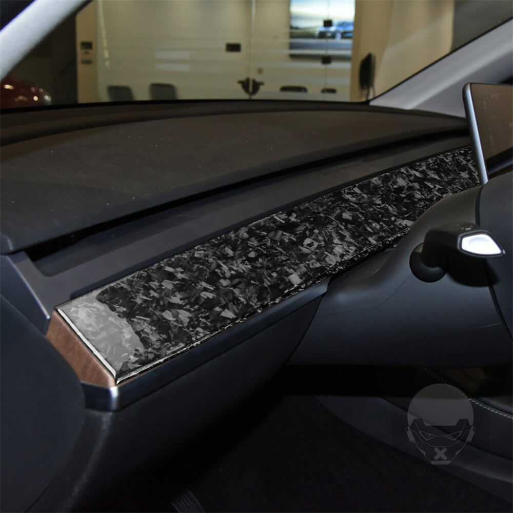 for Tesla Model 3 /Y 2017-22 Forged Carbon Dashboard Central Control Panel Cover