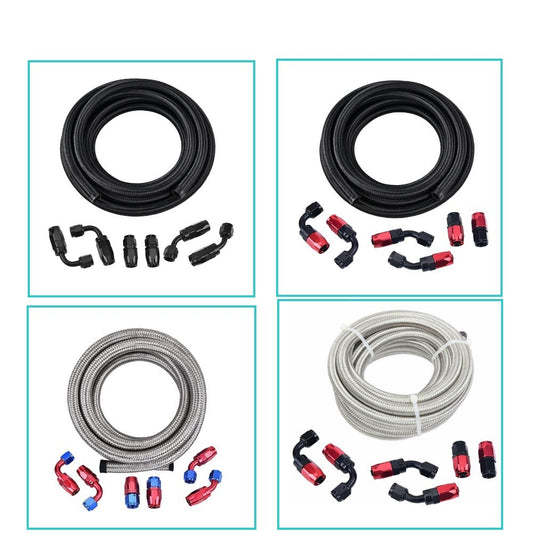 10AN/8AN/6AN/4AN Accessories Stainless Steel Braided Oil Fuel Hose Line 5'