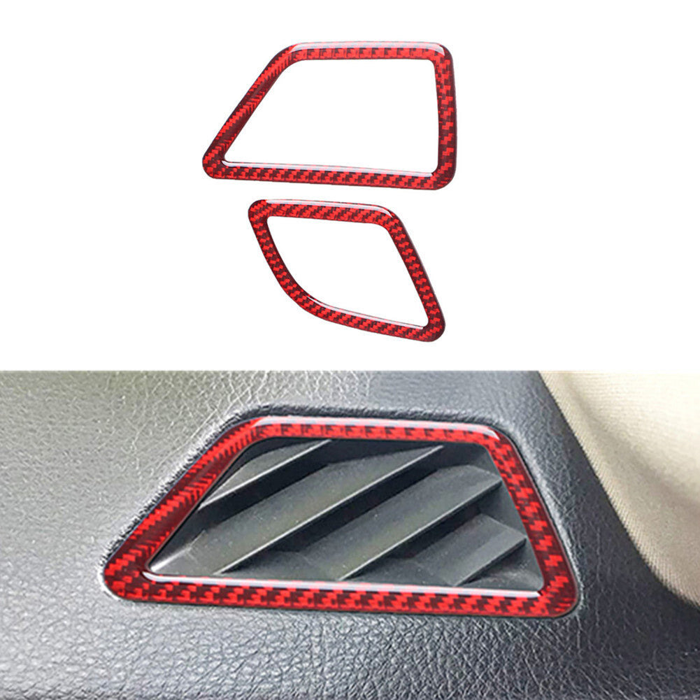 Red Carbon Fiber Dashboard Air Vent Outlet Trim for BMW 5 Series F10 2011-2017