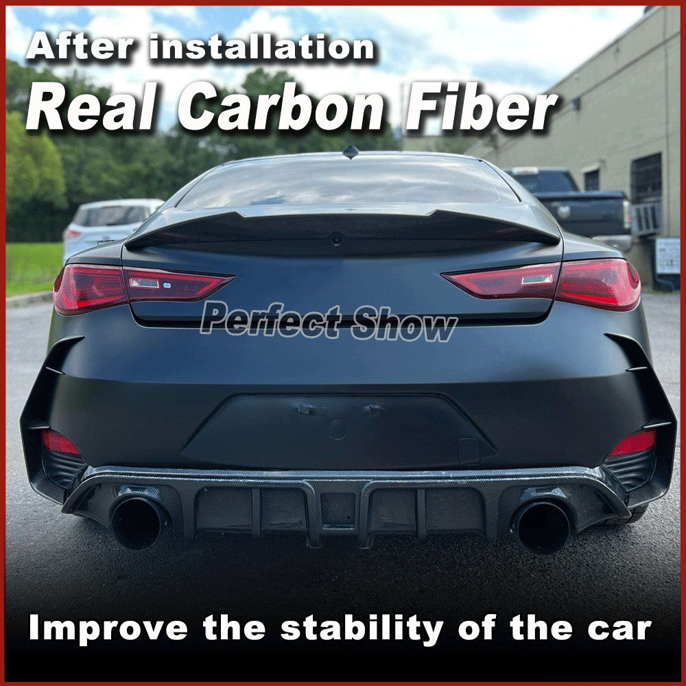 for Infiniti Q60 2016-22 Real Carbon Rear Bumper Side Vent C Blade Trim Canards