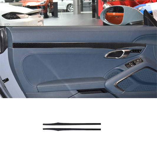 2Pcs Carbon Fiber Door Panel Strips Cover Trim for Porsche 718 2016-2022