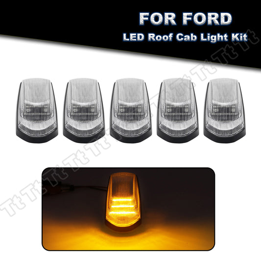 5x Super Duty LED Cab Roof Marker Lights with Clear Lenses for 2017-2022 for Ford F250 and F350