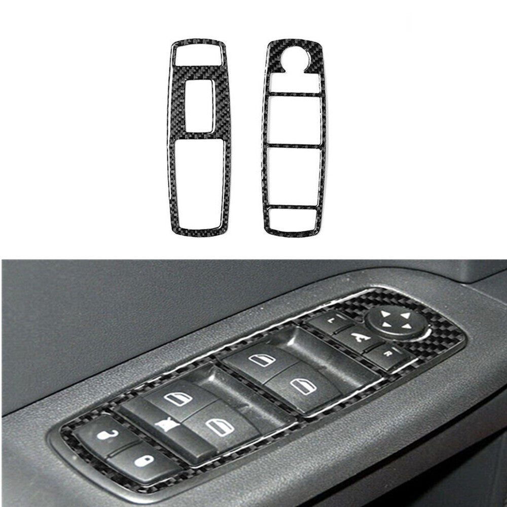 2Pcs Carbon Fiber Front Window Control Trim for Dodge Journey Sxt Se 2009-2010