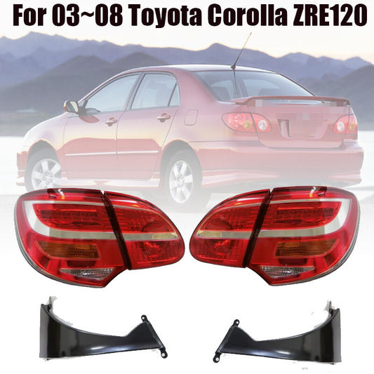 For 2003~08 for Toyota for Corolla ZRE120 Red / Clear + cover bases Led Tail Lights Lamp