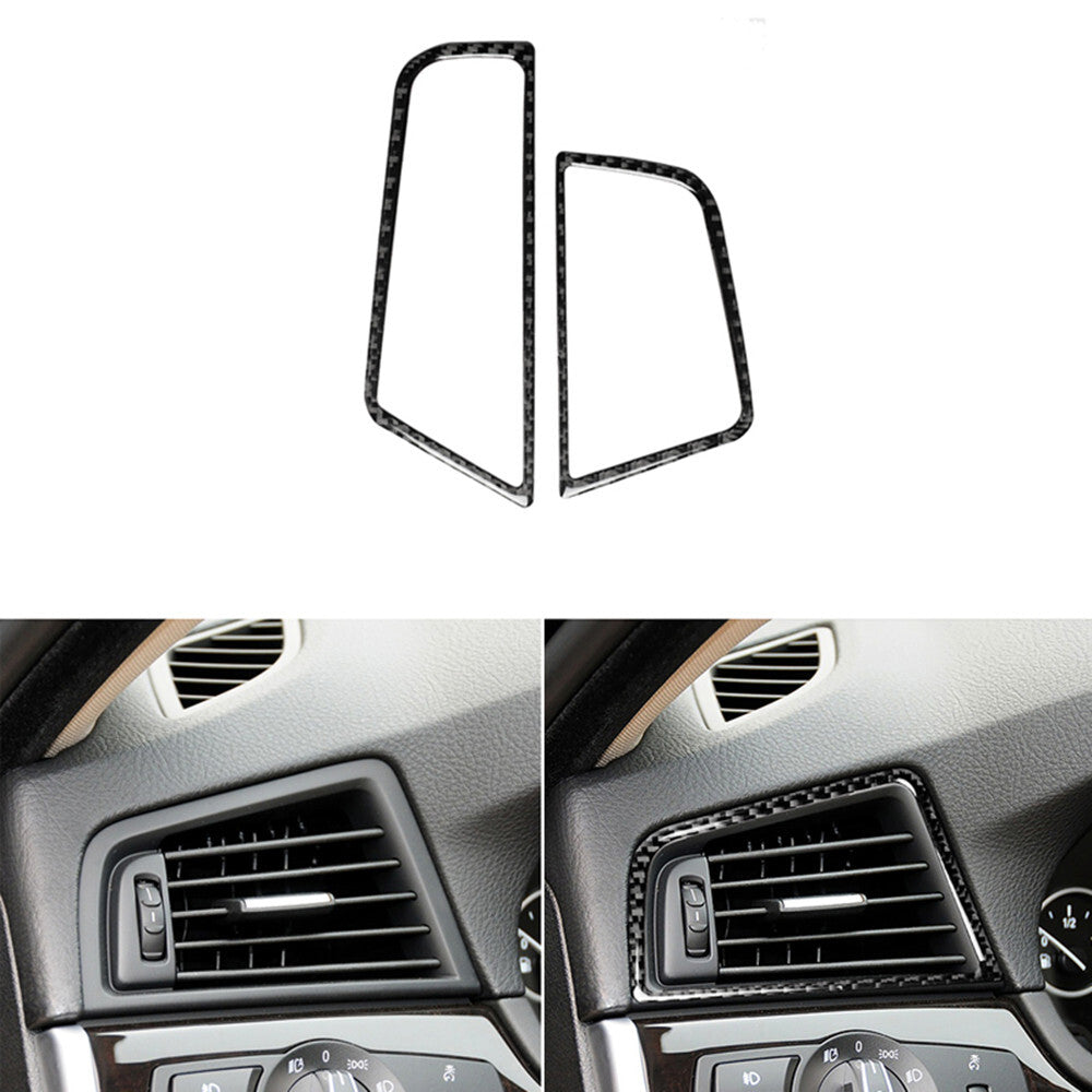 2Pcs Carbon Fiber Side Air Vent Outlet Cover Trim for BMW 5 Series F10 2011-2017