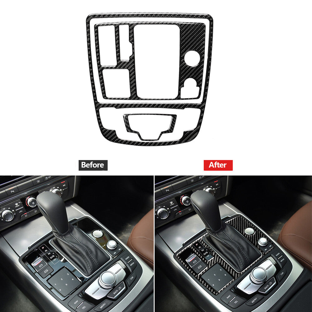 1 set carbon fiber gearshift panel bezel for Audi A6 2012-2018