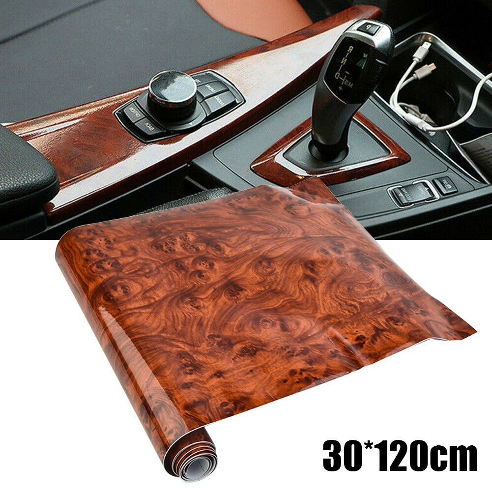 Glossy Simulation Wood Grain Vinyl Sticker Decal Roll Car Interior DIY Film Wrap