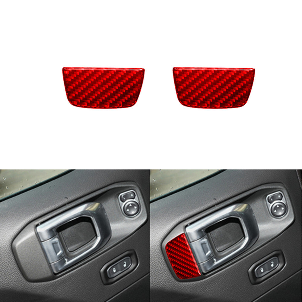 Red Carbon Fiber Front Door Pull Cover for Jeep for Wrangler JL 2018+ Gladiator 20+