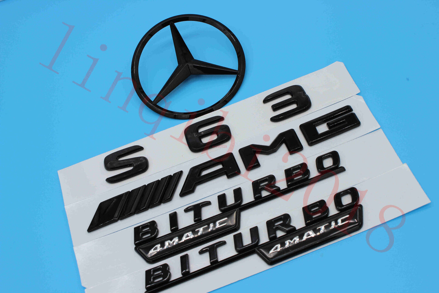 1Set Gloss Black Trunk Logo S63 Sticker Decal Emblem Badge Package W221 S Class