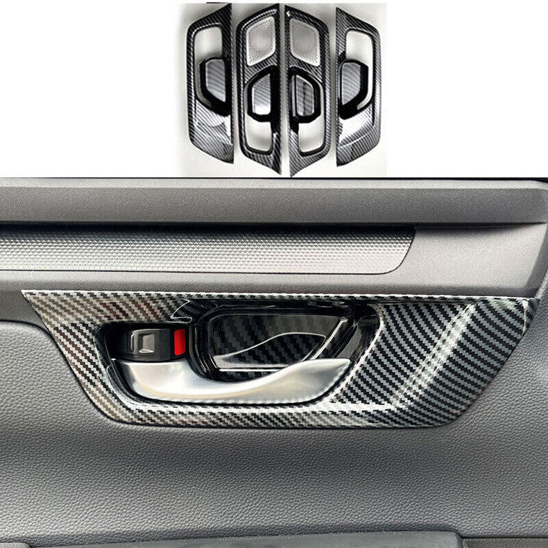 for Honda CR-V 2023-2024 Carbon Fiber Inner Door Handle Bowl frame Cover Trim 4x