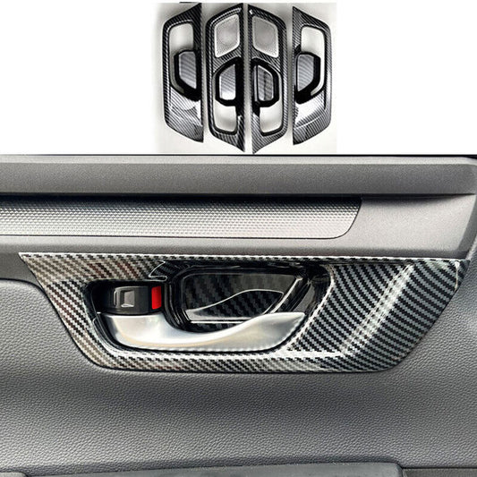 for Honda CR-V 2023-2024 Carbon Fiber Inner Door Handle Bowl frame Cover Trim 4x