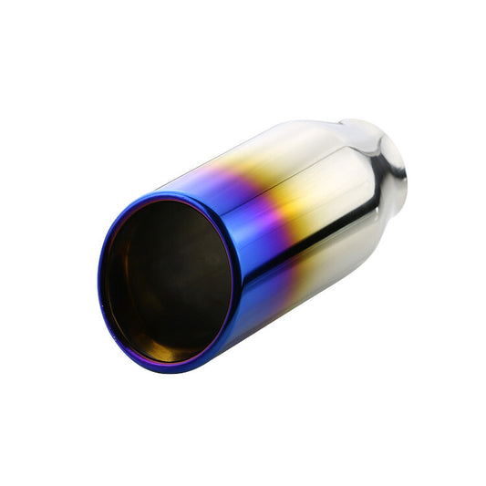 2'' Inlet 3'' Outlet Universal Double Wall Oval Welding Exhaust Tips Blue Rolled