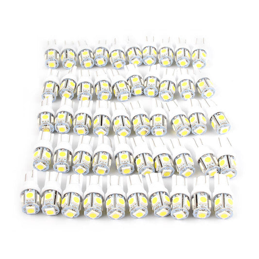 50pcs Pure White T10 168 194 5050 5SMD LED Interior Dome Map License Light Bulb
