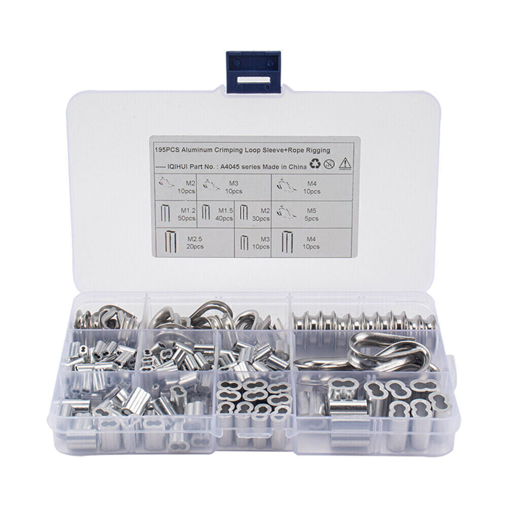 For 1/16-3/16 Wire Rope Cable Thimbles Rigging Crimping Loop Sleeve Assortment