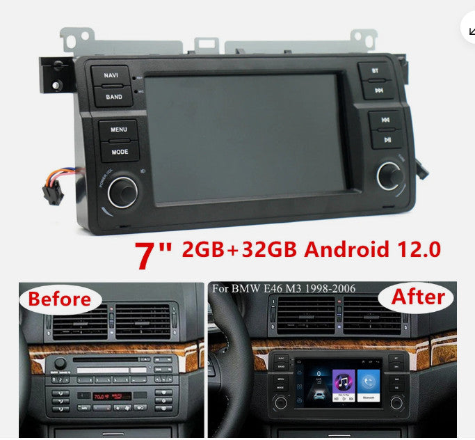 7Android Stereo Radio GPS Head Unit 2+32GB for BMW E46 M3 318/320/325/330/335