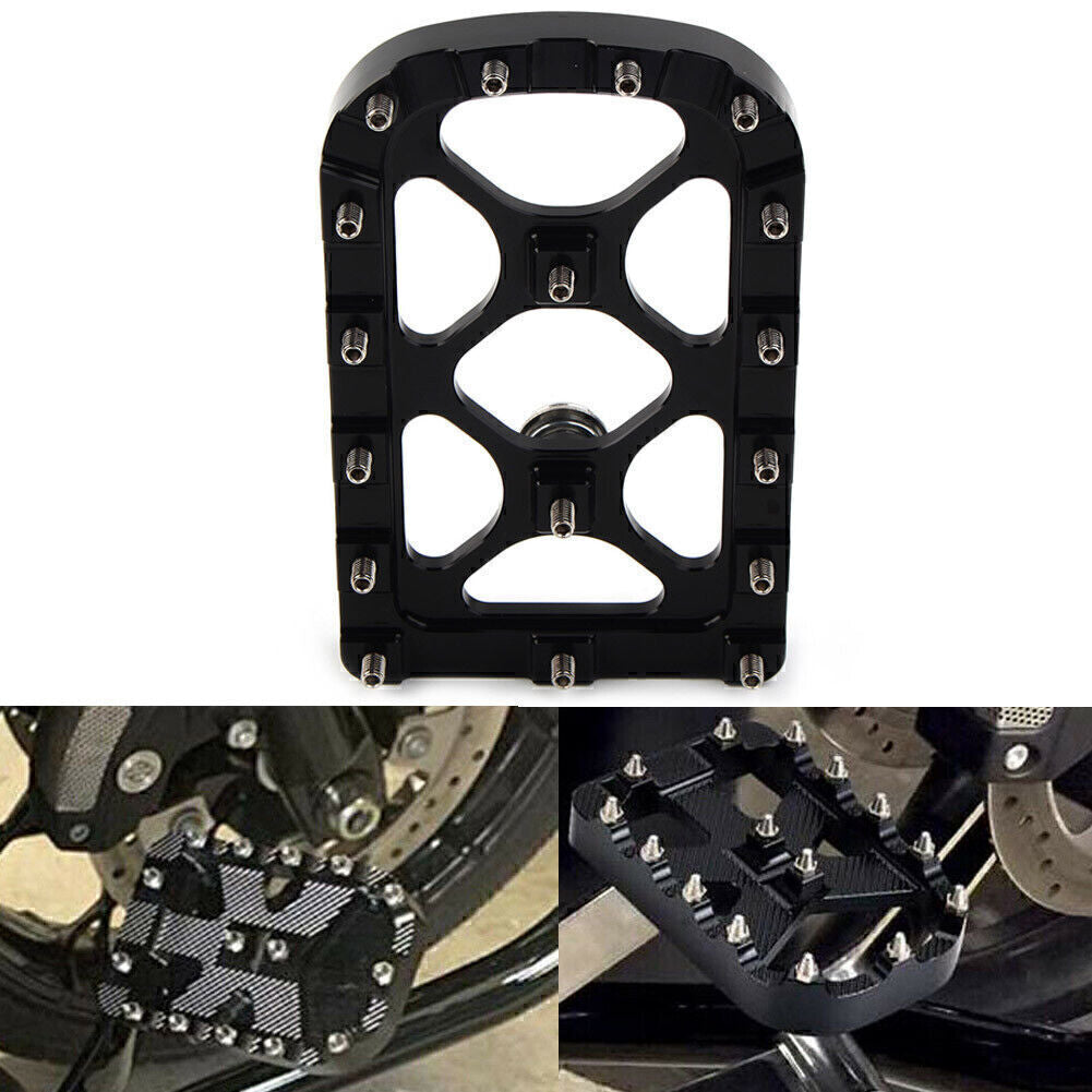 Black MX Style Large Brake Pedal Pad Cover Fit HarleySoftail FLD Electra Glide