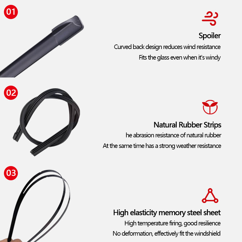 24 + 16 Front Windshield Wiper Blades J-hook Bracketless Frameless All-Seasons
