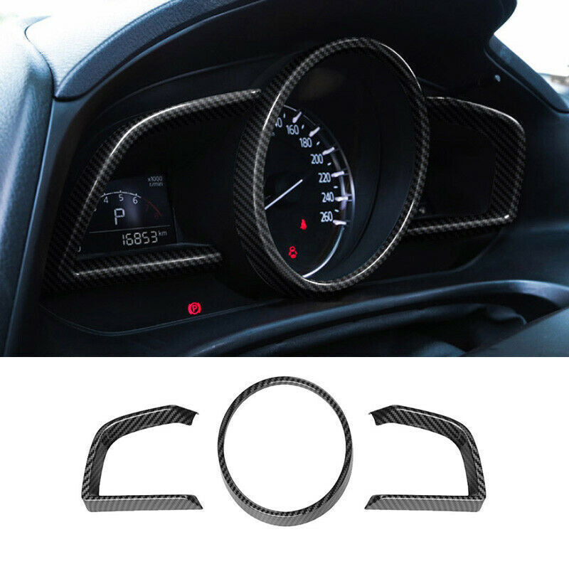for Mazda 3 Axela 2014-2019 Carbon Fiber Style Dashboard Panel Frame Cover Trim