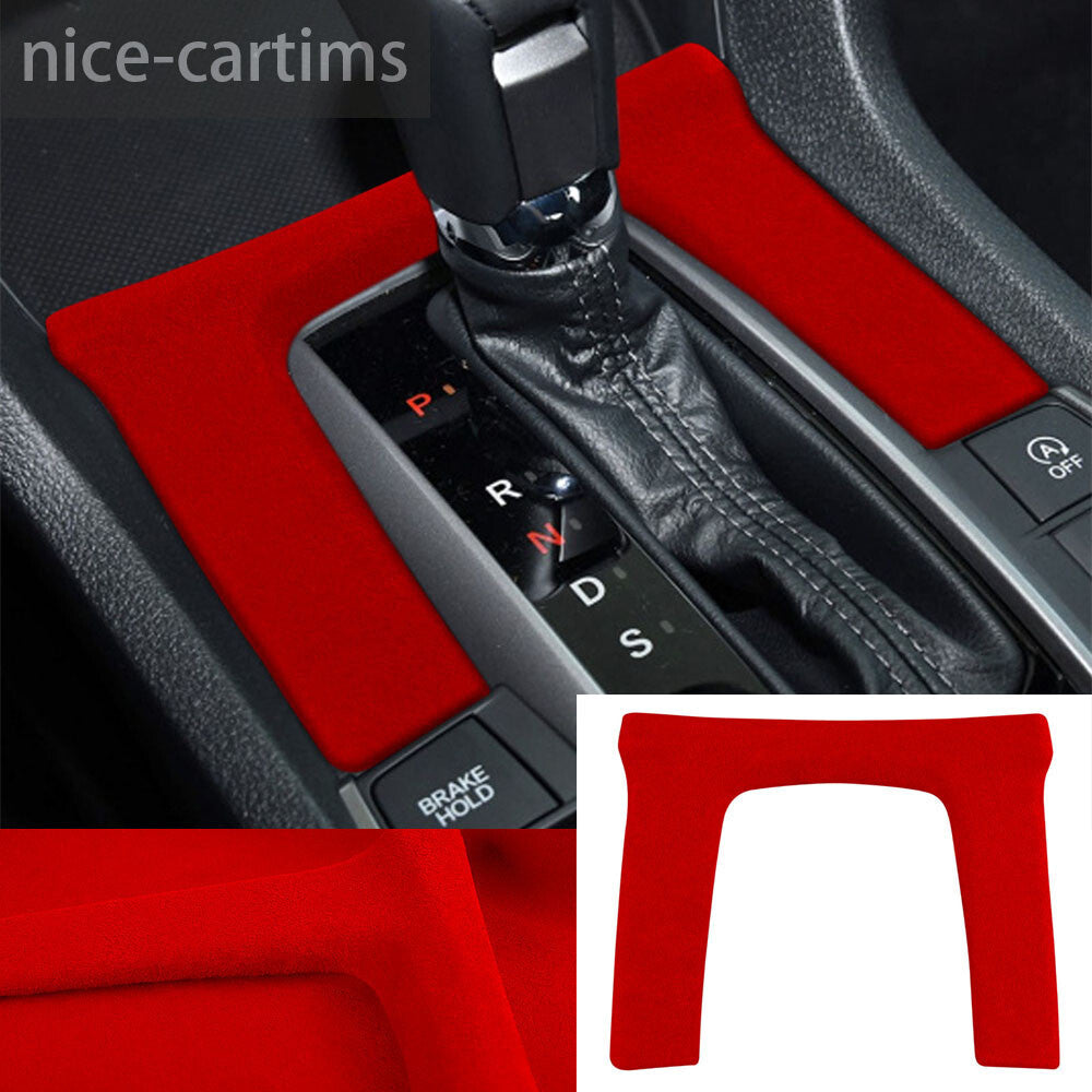 Suede Wine Red Automatic Gear Shift Panel Cover Fit for Honda for Civic 10th 2016-21