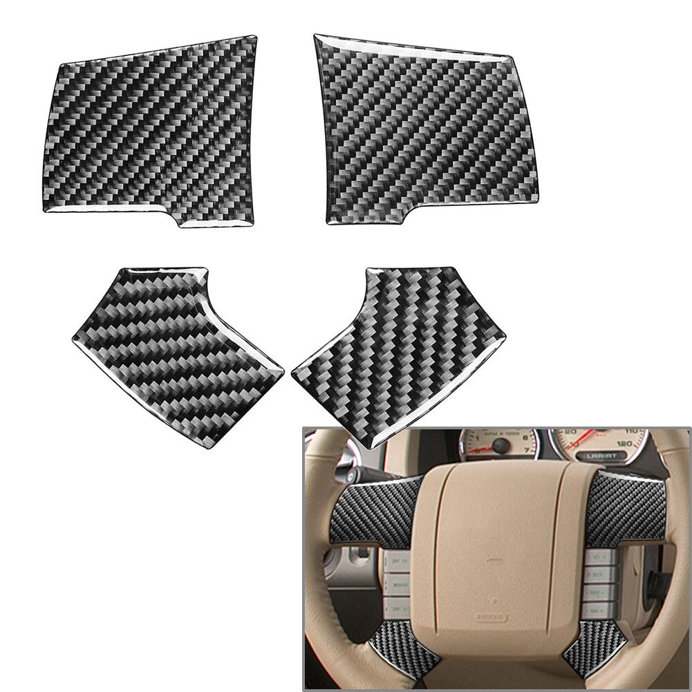 Interior Inner Steering Wheel Cover Trim Fit for Ford F-150 2004-08 Carbon Fiber