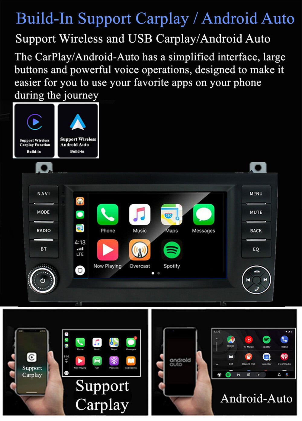 7 Stereo Radio for Mercedes SLK200 SLK250 SLK300 SLK350 SLK55 R171 with Carplay