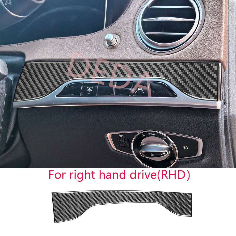 for Benz S Class W222 13-20RHD Headlight Switch Up Lane Assist Trim Carbon Fiber