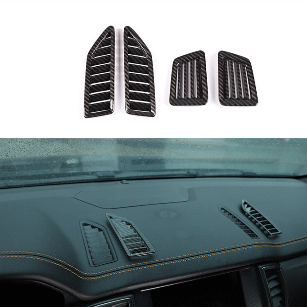 4¡ÁCarbon Fiber ABS Dashboard Air Vent Outlet Cover Fit for Ford Ranger 2015-2021