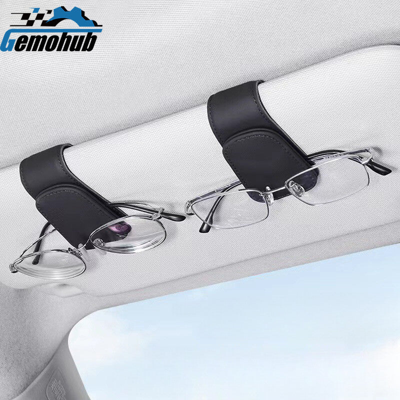 1pc Universal Car Sun Visor Leather Magnetic Clip Glasses Sunglasses Card Holder