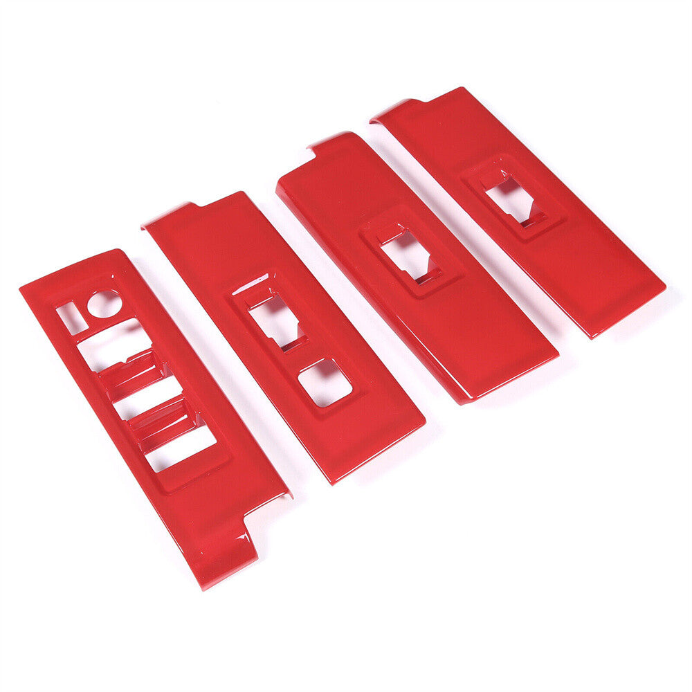 4¡ÁRed ABS Window Lift Switch Button Panel Cover For Toyot@ Tundr@ /Sequoia 2022+