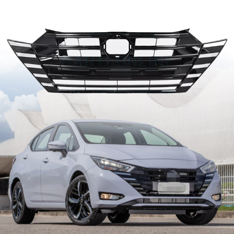 2023 2024 2025 for Nissan Versa Front Bumper Grille Assembly Chrome Gloss Black