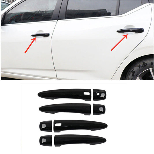 8X Bright Black Ouside Door Handles Moulding Cover Trim for Nissan Rogue 2021-23