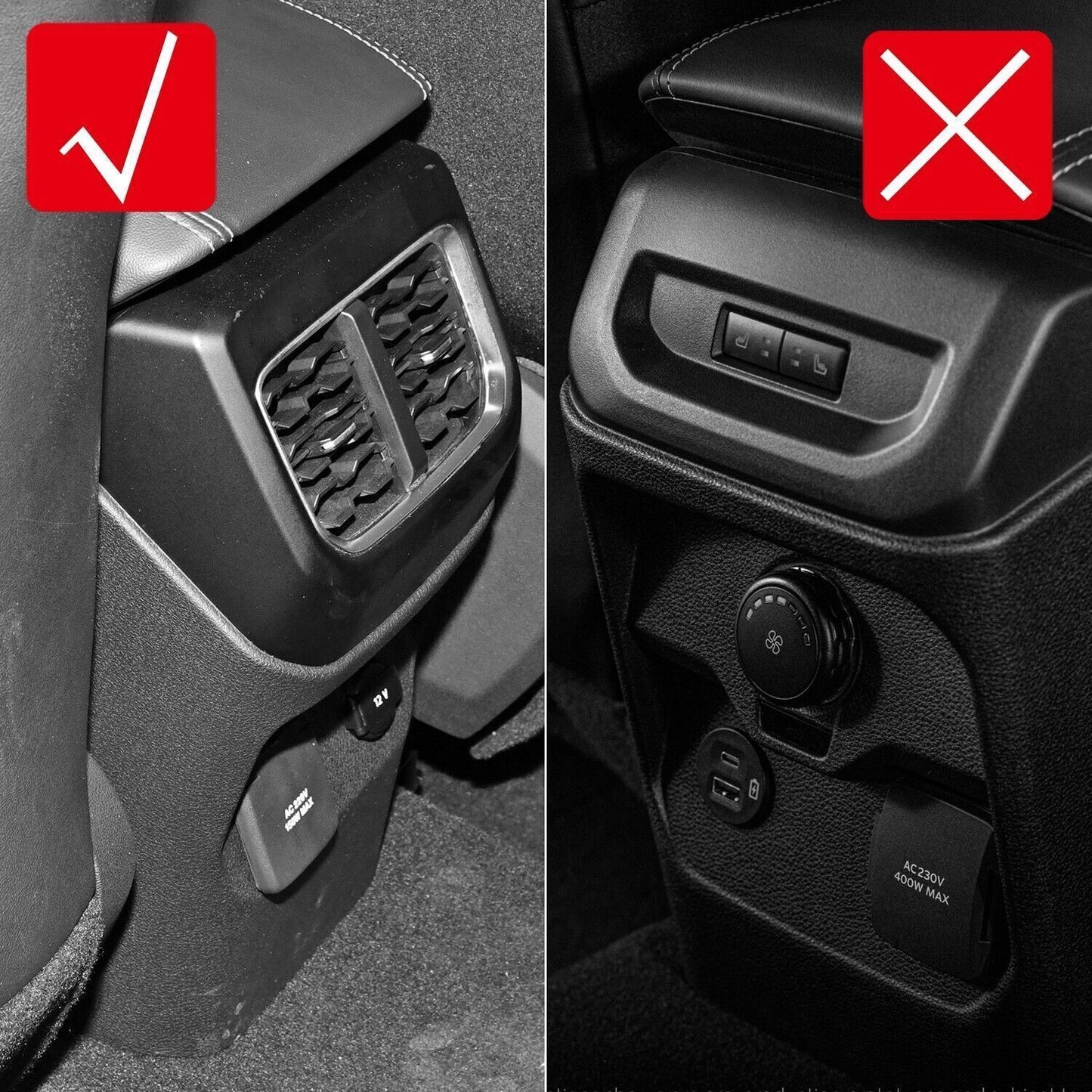 for Ford Ranger 2024-25 Carbon Fiber Style Rear for Seat Air Outlet Vent Trim Cover