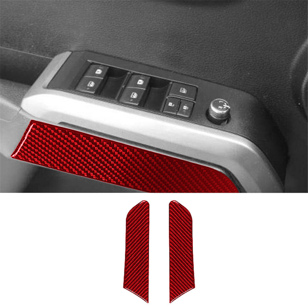 2X Red Carbon Fiber Front Door Panel Cover Trim for Toyota Tacoma 2016-2021