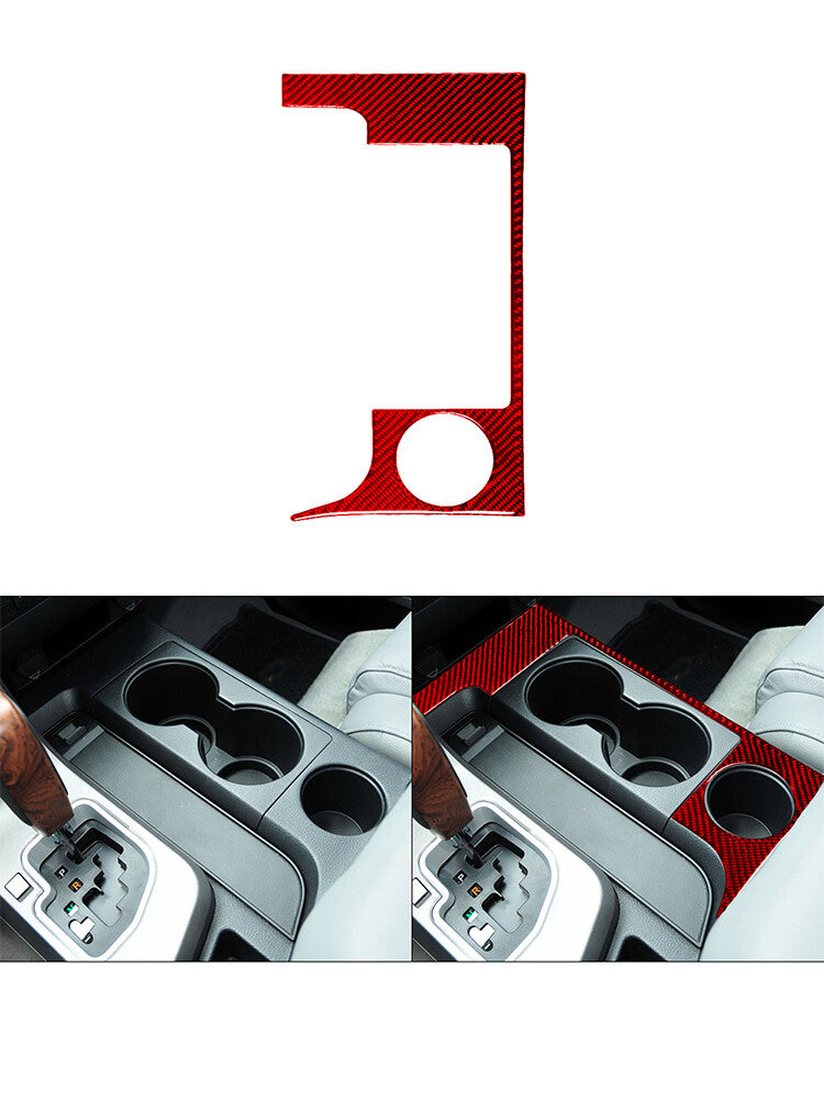 Red Cup Slot Frame Panel Trim Cover Carbon Fibre for Toyota Tundra 2007-2013
