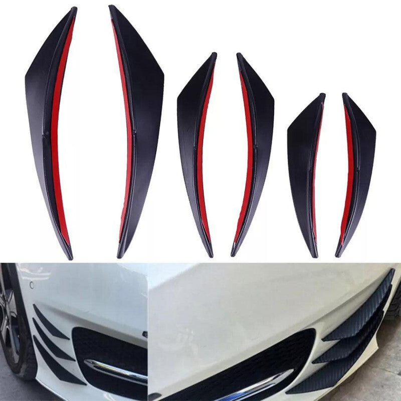 6Pcs Black Car Bumper Lip Rubber Fin Splitter Spoiler Canard Valence Body Pad