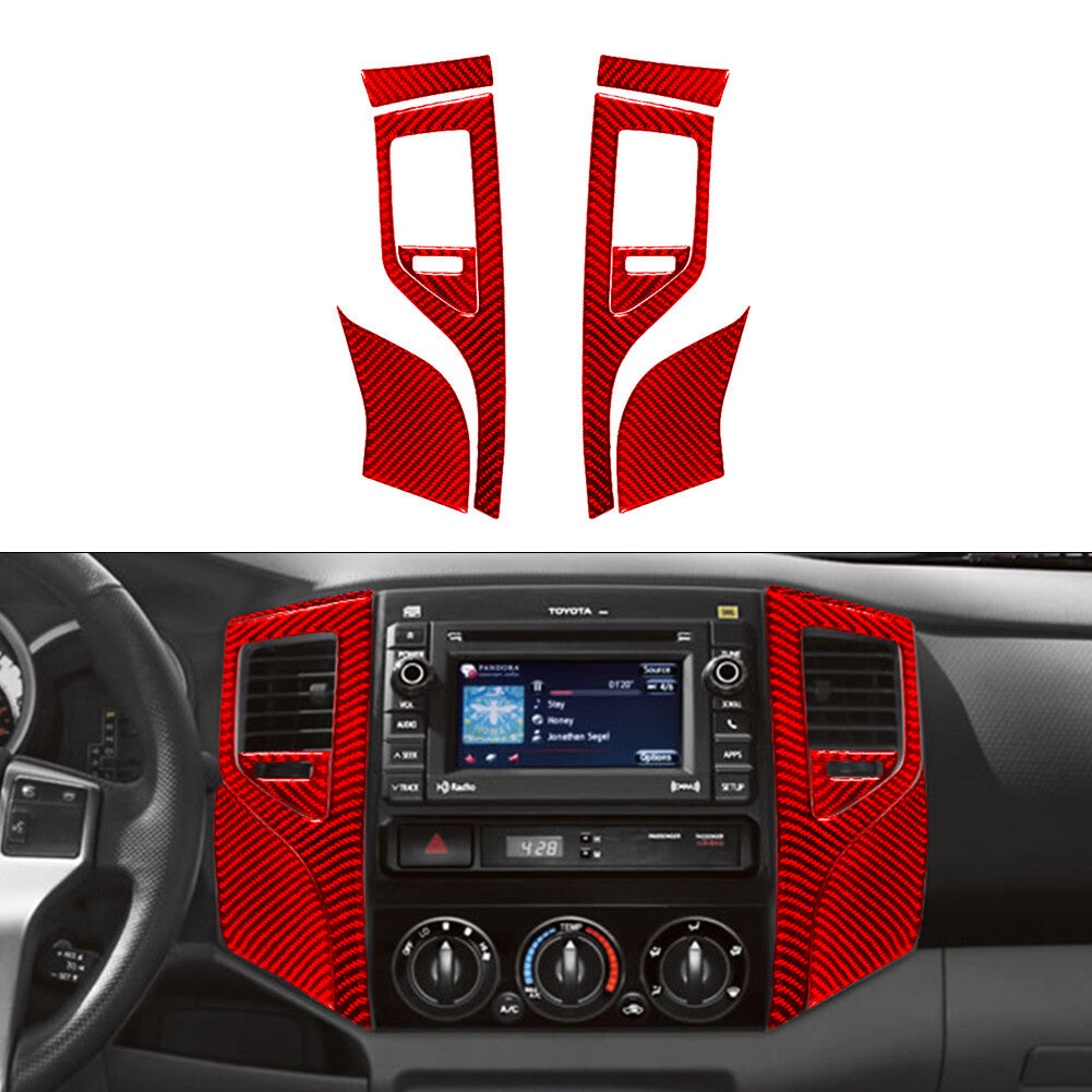 8Pcs Red Center Vent Trim 2WD Carbon Fiber for Toyota Tacoma 2012-2015 Type-A