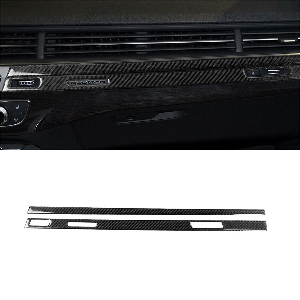 2Pcs Carbon Fiber Interior Copilot Dashboard Cover Trim for Audi Q7 2016-2019