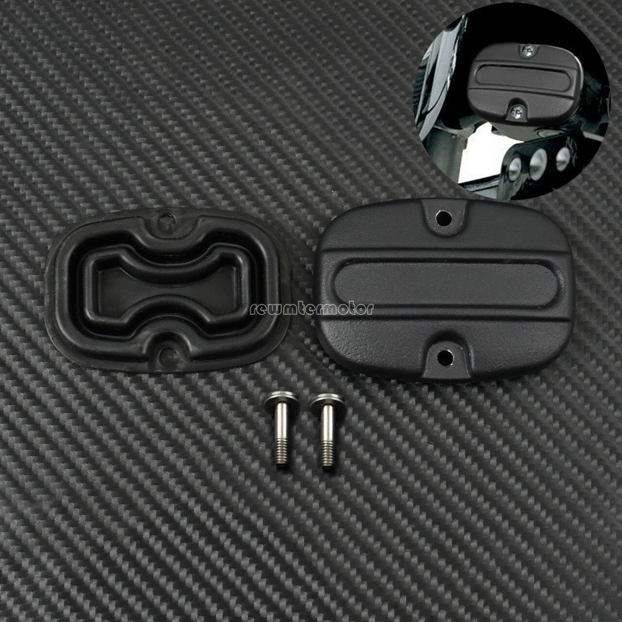 Matte Black Rear Brake Master Cylinder Cover w/ Gasket Fit for Harley Touring