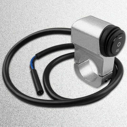 Silver 12V Waterproof Motorcycle ATV Handlebar Headlight Switch,7/8 22-23mm