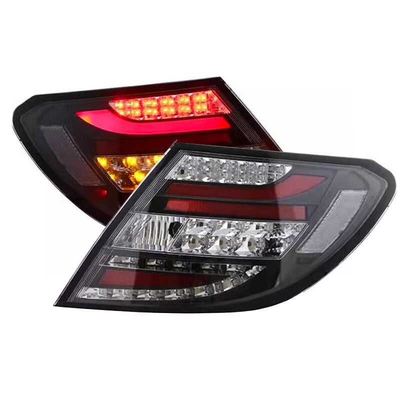 Pair for Mercedes W204 C-Class 2011-14 Led Perform Tail Lights Lamp Black