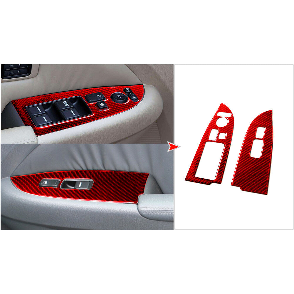 2x Red for Honda Odyssey 2005-2010 Carbon Fiber Front Window Control Cover Trim