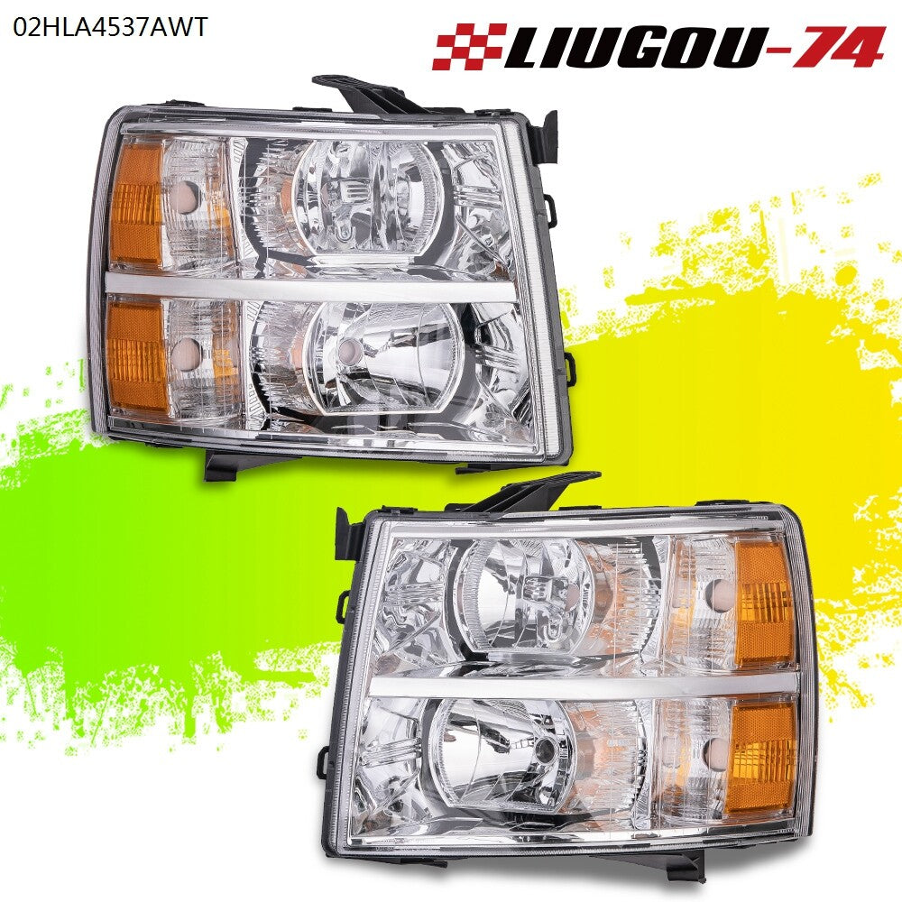 Suitable for 07-14 for Chevrolet Silverado 1500 2500HD 3500HD headlight chrome housings, 1 pair